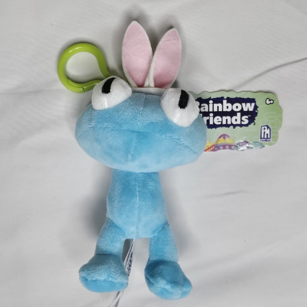New Rainbow Friends Cyan Moonster Easter Bunny Rabbit Ears Plush Bag Clip Toy 5"